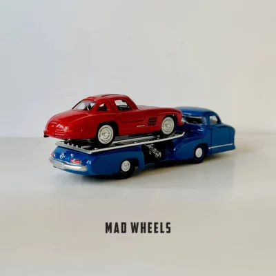 برعکس ماکت مرسدس بنز ترنسپورتر مسابقه‌ای + مرسدس 300 SL مدل 1955 | NOREV 1:64