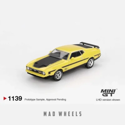 ماکت ماشین فلزی Ford Mustang Mach 1 زرد برند MINI GT مقیاس 1:64 - تصویر 6