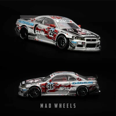ماکت ماشین فلزی نیسان اسکای‌لاین GT-R R34 کایدو استار ریسینگ | Nissan Skyline GT-R R34 Kaido Star Racing V1 | مقیاس 1:64 - Image 6