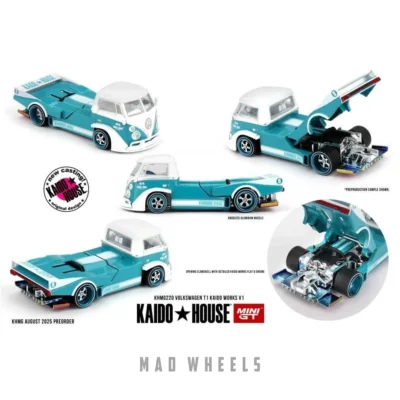 ماکت ماشین فلزی فولکس واگن T1 Kaido Works V1 آبی | Volkswagen T1 Kaido Works V1 | KAIDO HOUSE MINI GT KHMG220 | مقیاس 1:64 - Image 8