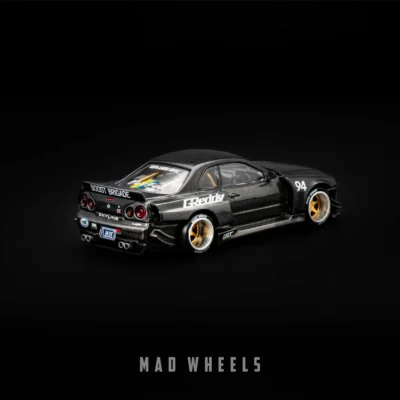 ماکت ماشین فلزی نیسان اسکای‌لاین GT-R R34 مشکی | Nissan Skyline GT-R R34 Kaido Works GREDDY V2 | KAIDO HOUSE MINI GT KHMG222 | مقیاس 1:64 - Image 3