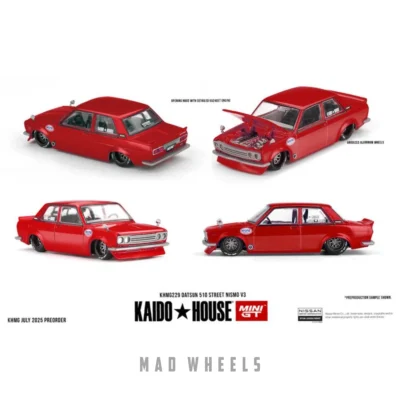 ماکت ماشین فلزی نیسان داتسون 510 قرمز | Nissan Datsun 510 Street NISMO V3 | KAIDO HOUSE MINI GT KHMG229 | مقیاس 1:64 - Image 6