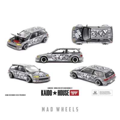 ماکت ماشین فلزی هوندا سیویک EF Kaido Manga V1 نقره‌ای | Honda Civic | KAIDO HOUSE KHMG260 | مقیاس 1:64 - Image 6