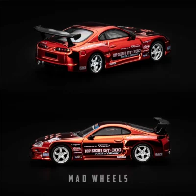 ماکت ماشین فلزی تویوتا سوپرا تاپ سکرت قرمز کروم | Toyota Supra Top Secret GT-300 Red Chrome | MINI GT 1132 | مقیاس 1:64 - Image 3