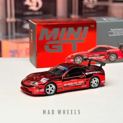 ماکت ماشین فلزی تویوتا سوپرا تاپ سکرت قرمز کروم | Toyota Supra Top Secret GT-300 Red Chrome | MINI GT 1132 | مقیاس 1:64