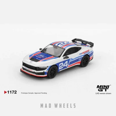 ماکت ماشین فلزی فورد موستانگ دارک هورس مسابقه‌ای شماره ۲۴ | Ford Mustang Dark Horse #24 | MINI GT 1172 | مقیاس 1:64 - Image 9