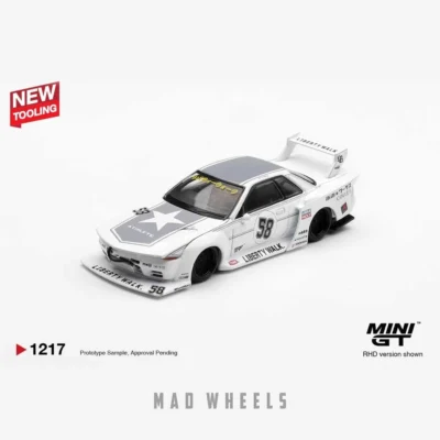 ماکت ماشین فلزی نیسان اسکای لاین لیبرتی واک شماره ۵۸ | LBWK Nissan Skyline GT-R R32 TAS 2025 | MINI GT 1217 | مقیاس 1:64 - Image 6