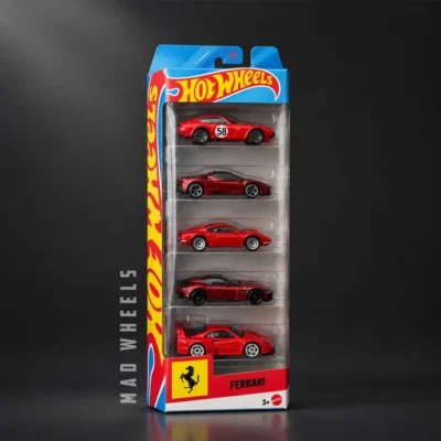 پک ۵ تایی ماکت ماشین فراری هات ویلز Hot Wheels Ferrari 5-Pack | مقیاس ۱:۶۴