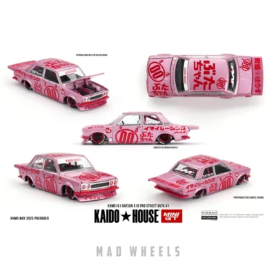 ماکت ماشین کایدو هاوس داتسون ۵۱۰ صورتی مقیاس ۱:۶۴ | Kaido House KHMG161 Datsun 510 Pro Street - Image 8