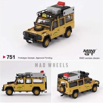 ماکت ماشین لندرور دیفندر 110 کمل تروفی 1989 تیم ژاپن مینی جی تی کد 751 | MINI GT 751 Land Rover Defender 110 Camel Trophy Amazon | مقیاس 1:64 - Image 7